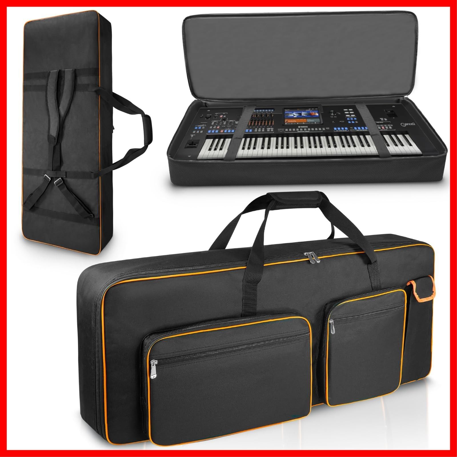 [New Arrivals] 120 5 Pockets, 2 Anti-slip Pads, Dustproof, Waterproof x Lightweight, Shockproof Oxford Cloth 600D 48x 10mm Thick Full Cover Electronic Piano Case Keyboard Bag 15.5cm (for 76 keys) 76-key keyboard case ARUISIFX