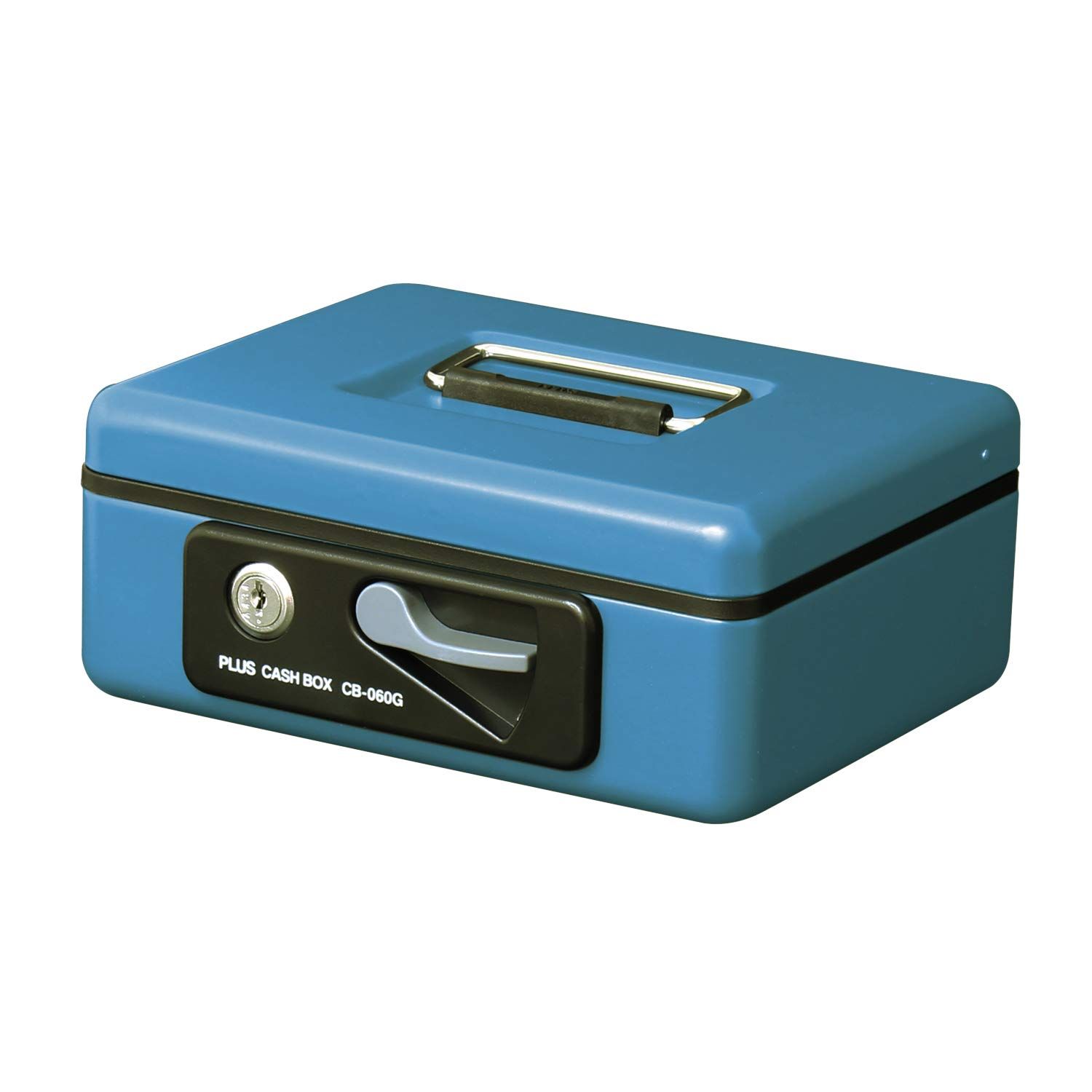 プラス 金庫 手提金庫 小型 W 197×D ブルー 12-861