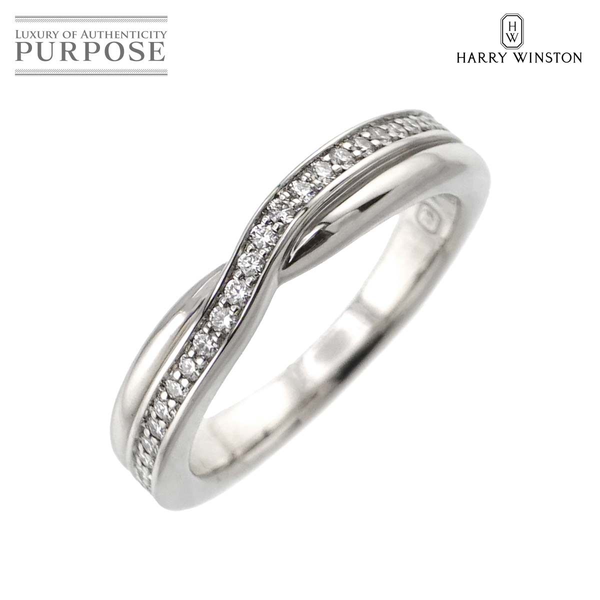 ハリーウィンストン HARRY WINSTON トリスト ワンロウ バンド 7.5号 リング ダイヤ Pt プラチナ 指輪 Diamond Ring【証明書付き】 90263002