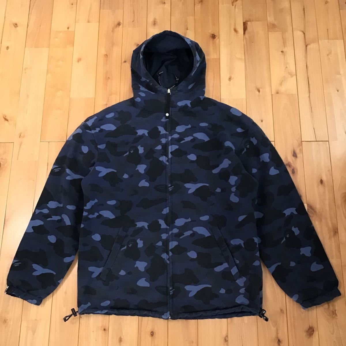 ★リバーシブル★ blue camo ジップ パーカー ジャケット Lサイズ a bathing ape BAPE reversible zip  hoodie jacket エイプ ベイプ 迷彩