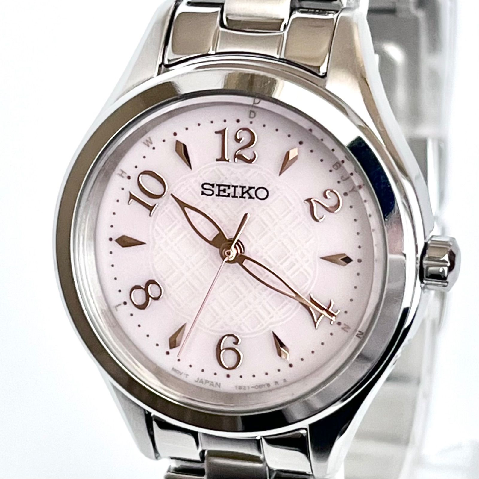 セイコー レディース 腕時計 稼働 電波ソーラー 磨き済み SEIKO ピンク文字盤