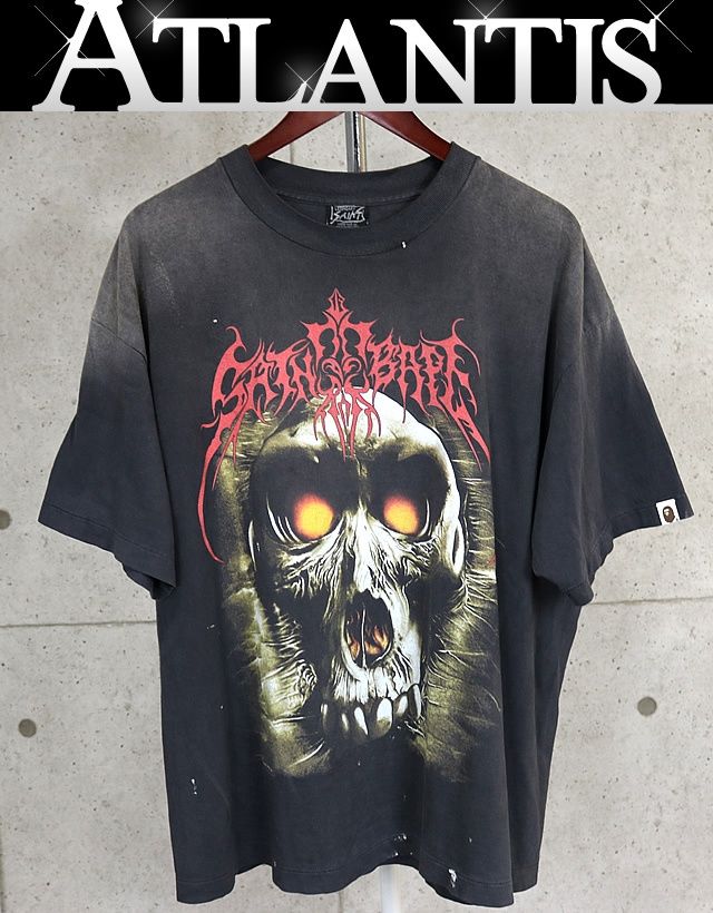 SAINT MICHAEL 銀座店 セント マイケル 25FW ×BAPE_SS TEE|SAINT BAPE Tシャツ 半袖 メンズ size XL 黒系 100688