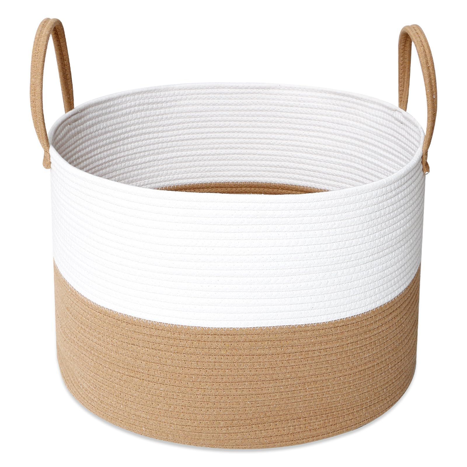 数量 オーガナイザーボックス ホーム ハンドル付き バスケット ストレージ 子供のおもちゃ 赤ちゃん部屋 服 キッズ ランドリーバスケット 直径55 高さ35㎝ 洗濯かご 大容量83 L 織り ロープ コットン 大型収納バスケット YOSTORYA