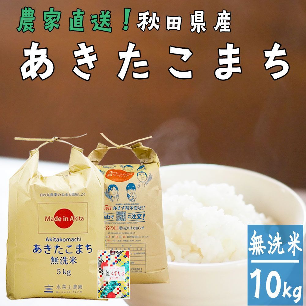 無洗米秋田県産あきたこまち10kg(5kg×2袋)