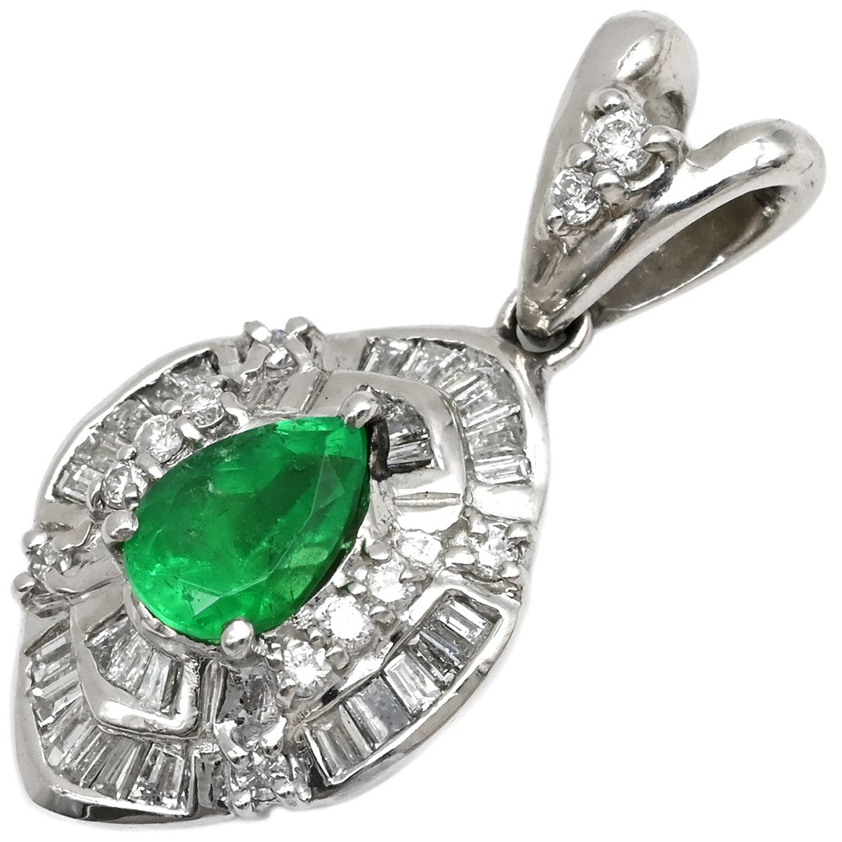 ペンダントトップ エメラルド Pt900 エメラルド ダイヤモンド プラチナシルバー 緑 グリーン ダイヤ ネックレストップ