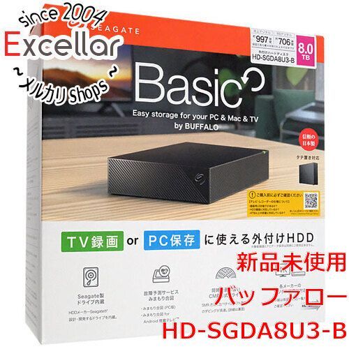 [bn:5] BUFFALO　USB3.2(Gen1)対応 外付けHDD HD-SGDA8U3-B　ブラック　8TB