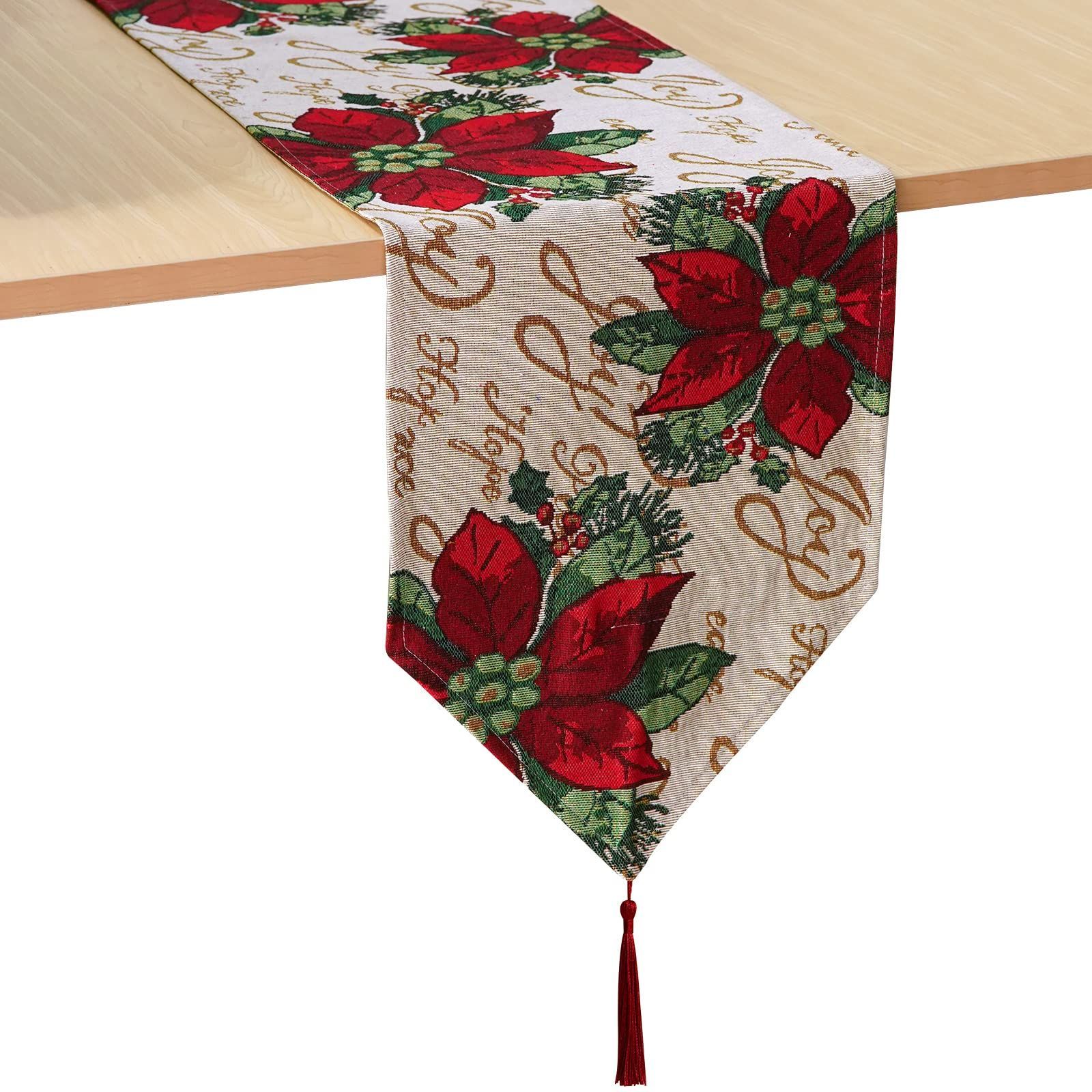 【数量限定】テーブルランナー クリスマス テーブルクロス テーブルカバー 食卓カバー 33*180cm ポリエステル製 刺繍 断熱 滑り止め