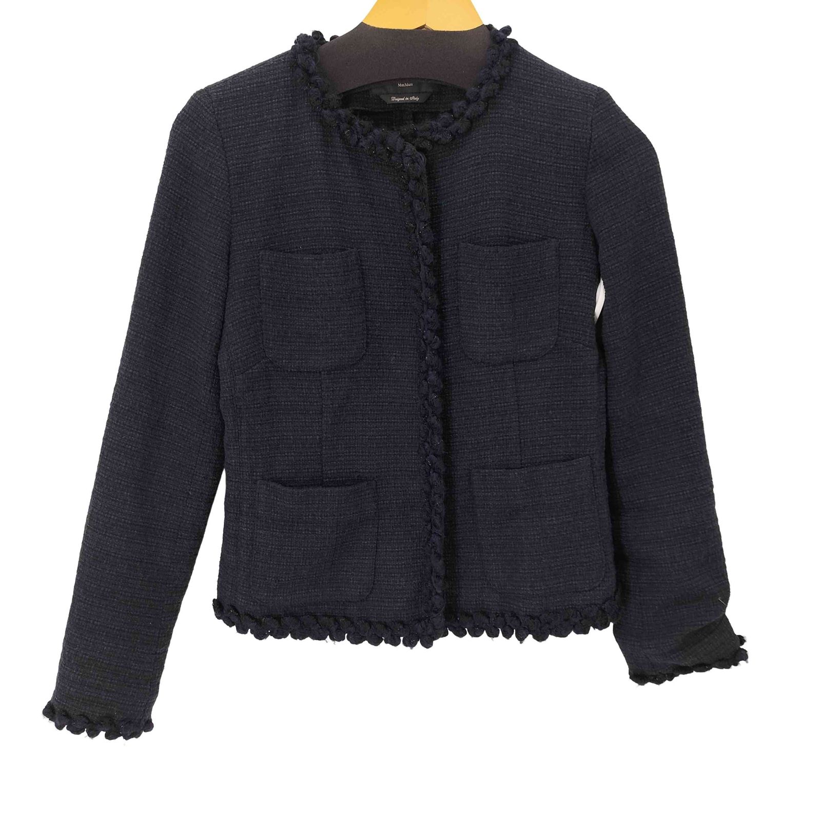 美品✨マックスマーラ テーラード ウール ツイード ジャケット 黒 白 40 L MaxMara WEEKEND ツイードジャケット