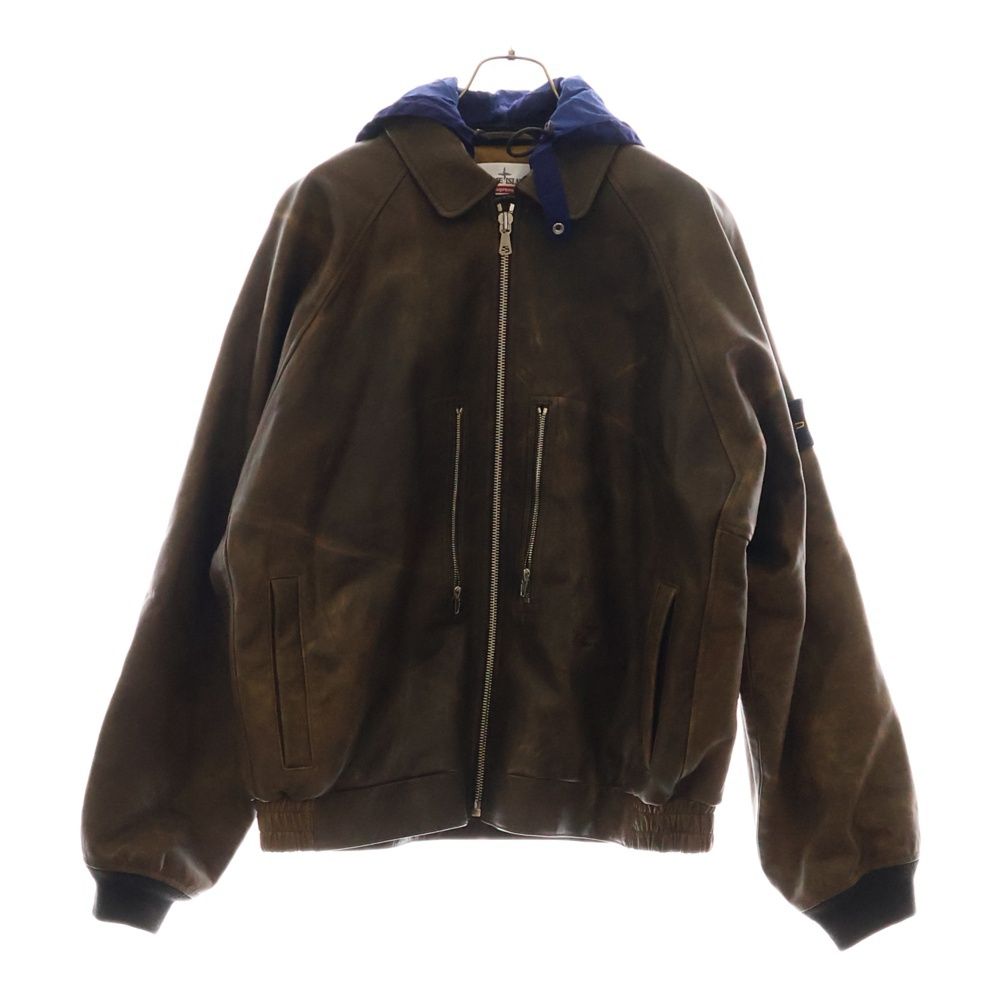 SUPREME シュプリーム 23AW ×STONE ISLAND Leather Bomber Jacket レザーボンバージャケット ブラウン 7925001S2
