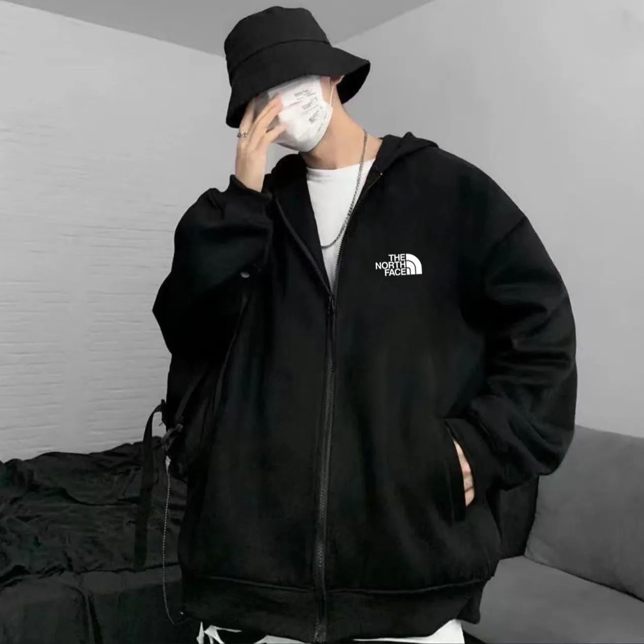 The North Face クラシック スモールレーベル スプリング カーディガン ジップ フード付き スウェット テリー ジャケット