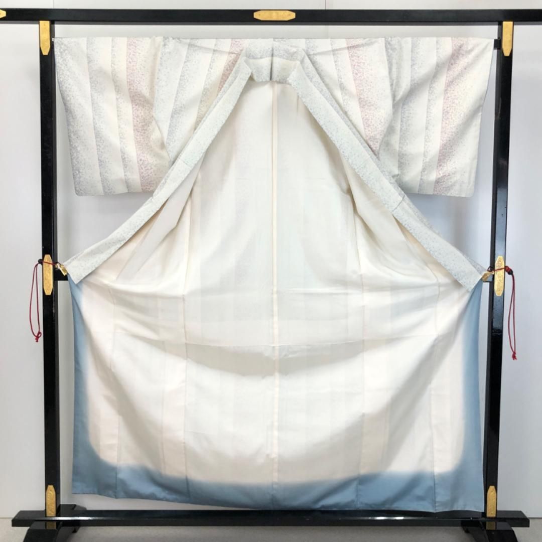 本場大島紬 白大島 縦縞模様 卯の花色 K-5313