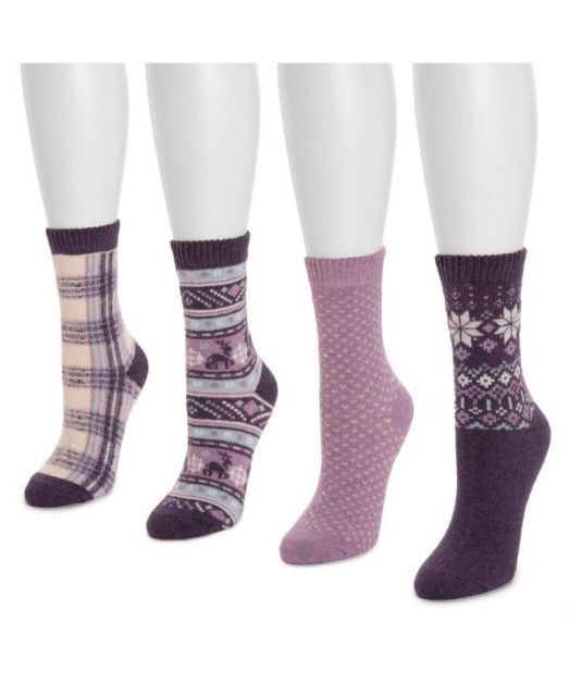 送料無料 ムクルクス レディース 靴下 アンダーウェア Women s 4 Pair Pack Holiday Boot Socks Purple