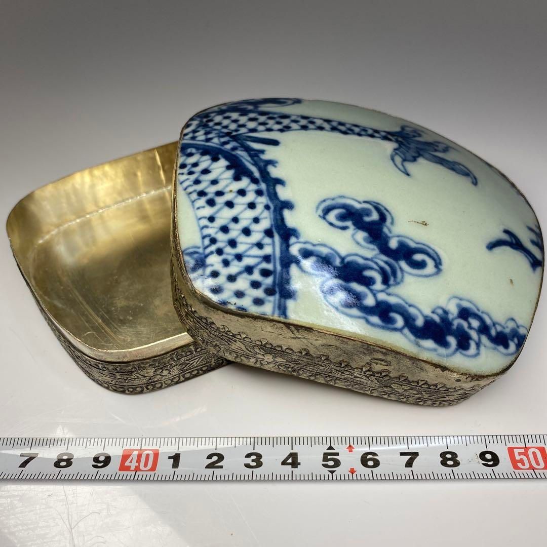 中国清時代 シャム銀蓋物 294g 東Y6-0701