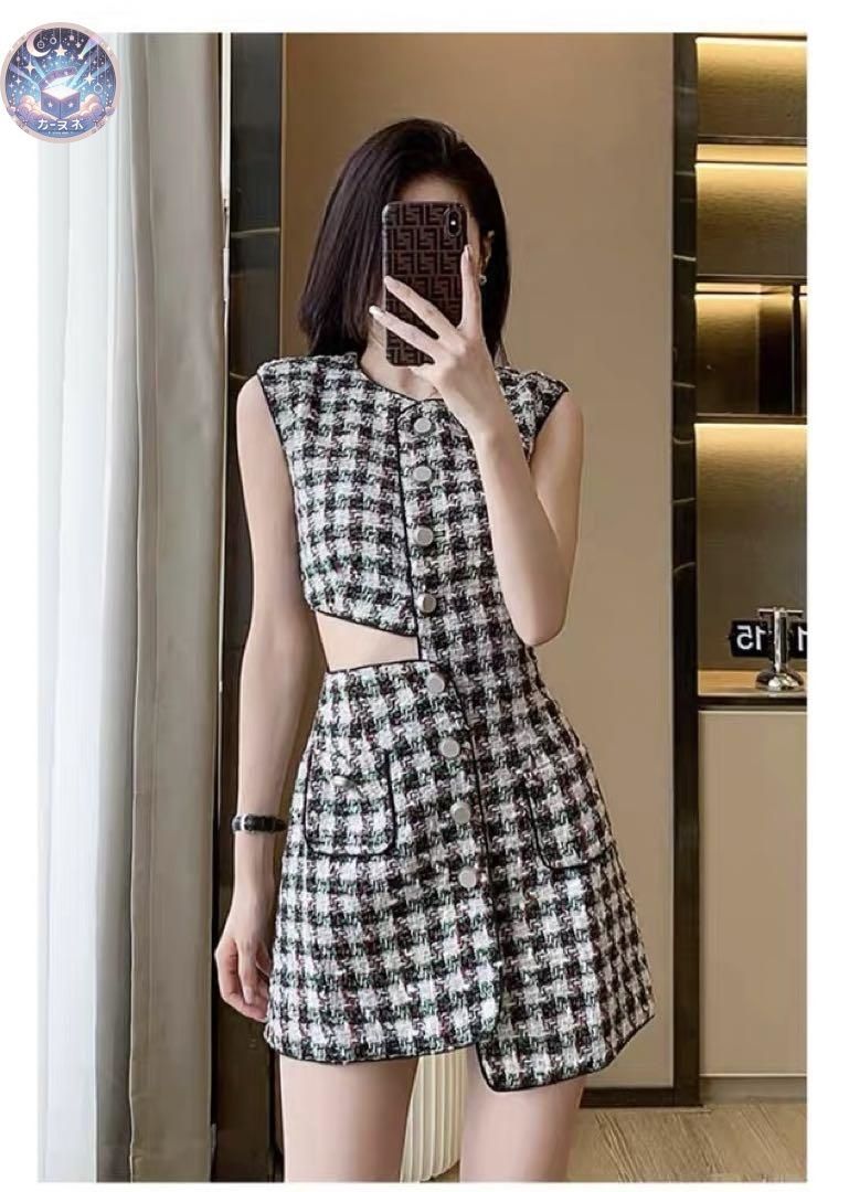 春夏コーデ✨ミニツイードワンピース✨セクシーミニドレス✨女子会✨デート 新品未使用 春夏コーデ ミニツイードワンピースセクシー 女子会