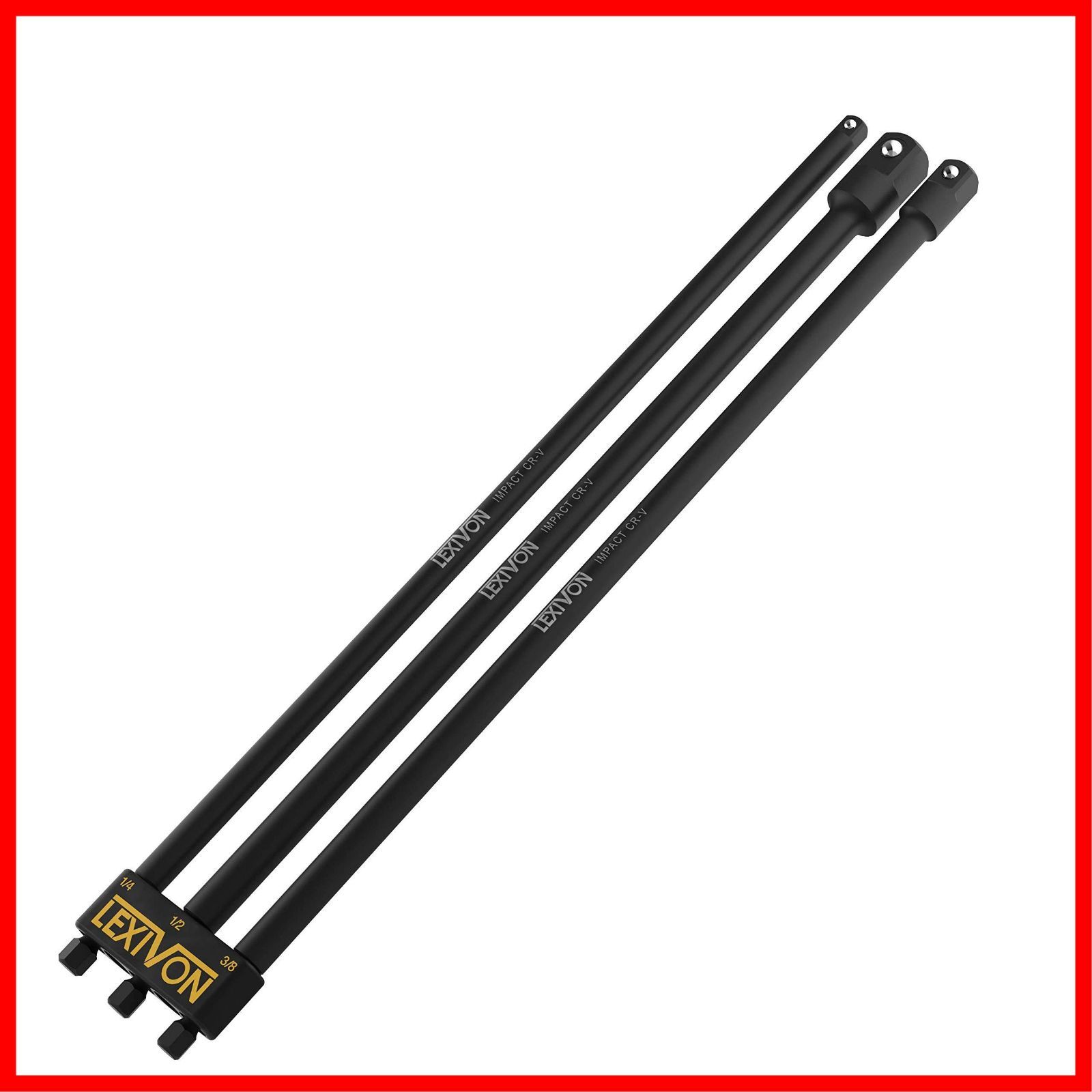 LEXIVON インパクトグレードソケットアダプターセット 304.8mm 12インチ ホルダー付延長ビット | 6.35mm 1|4インチ 9.5mm 3|8インチ 12.7mm 1|2インチ ドライブの3点セット 電動ドリルを高