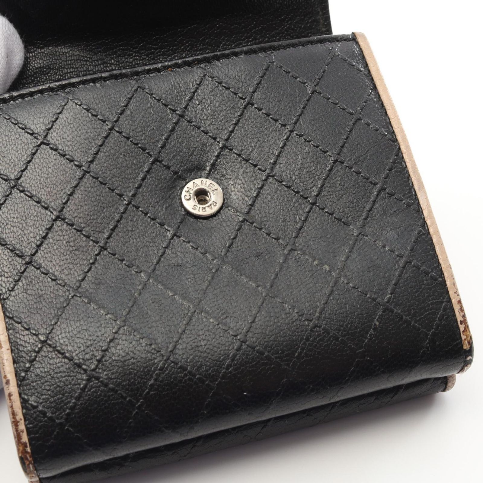 シャネル CHANEL Wホック財布 ココマーク ステッチ型押し A33910