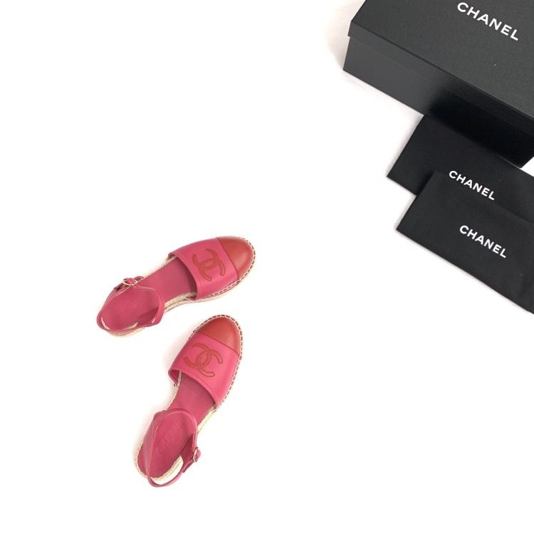 シャネルCHANEL ピンク エスパドリーユ♪ 未使用品 CHANEL 2020SS シャネル エスパドリーユ ピンク レッド