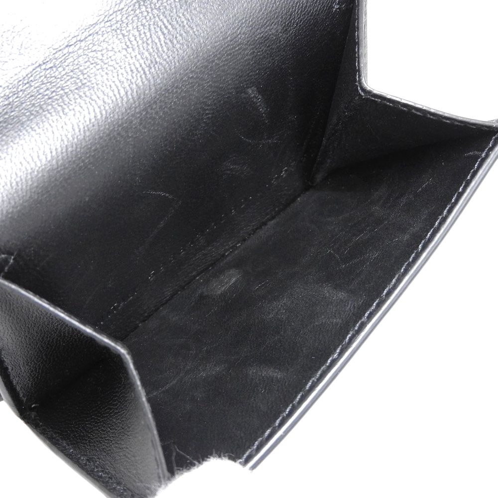 【本物保証】 超美品 バレンシアガ BALENCIAGA ロゴ コンパクトウォレット 594312 Wホック折財布 レザー ブラック 黒 本物保証】 超美品 バレンシアガ BALENCIAGA ロゴ コンパクト