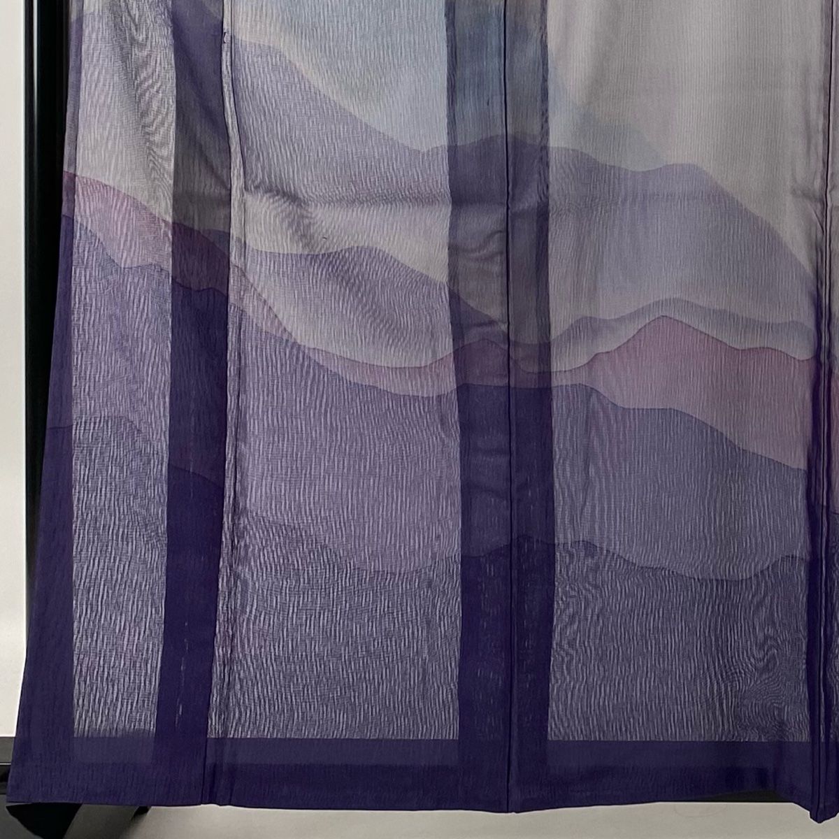 訪問着 身丈162cm 裄丈62.5cm S 紗袷 山並み ぼかし 紫 正絹 名品  