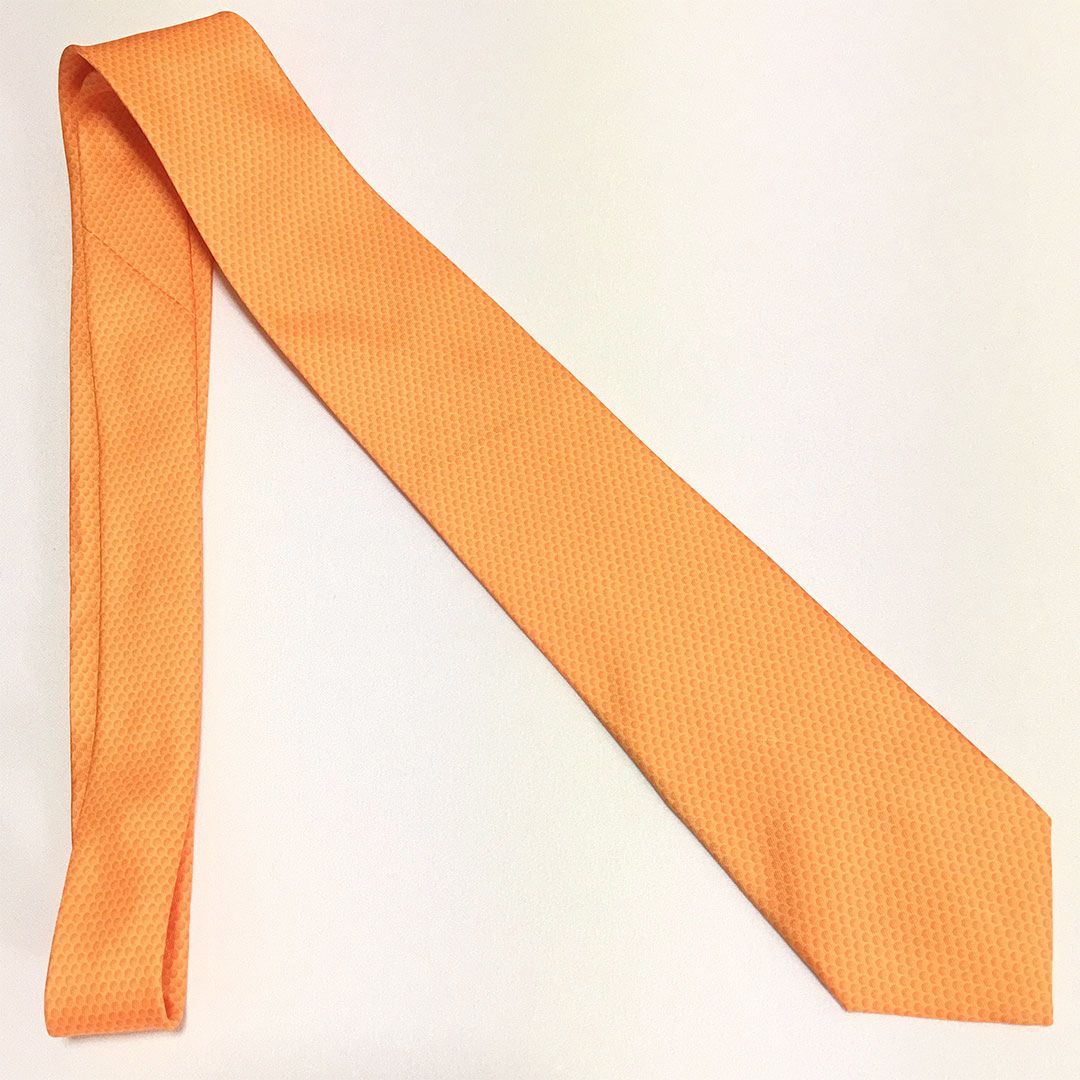 美品 エルメス HERMES ネクタイ シルク100% オレンジ ドット 2510-126