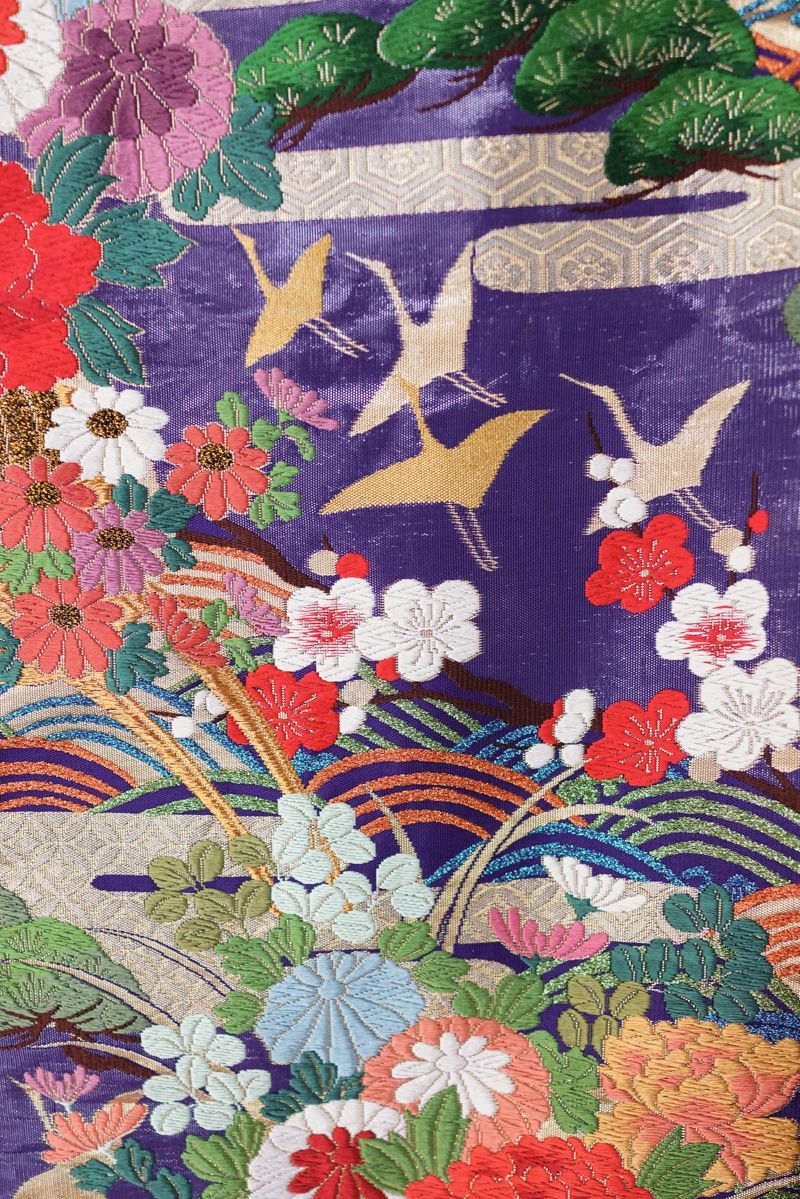 紫 鶴 波 花車 エ霞 正絹 色打掛(cl_kimono2363) - メルカリShops