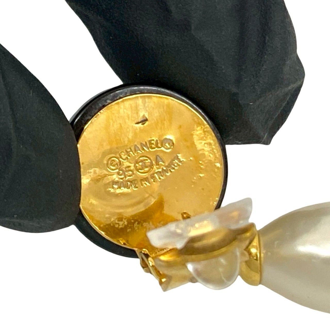 き コメあり 95A CHANEL シャネル ヴィンテージ ココマーク モチーフ フェイクパール イヤリング アクセサリー ゴールド 35712