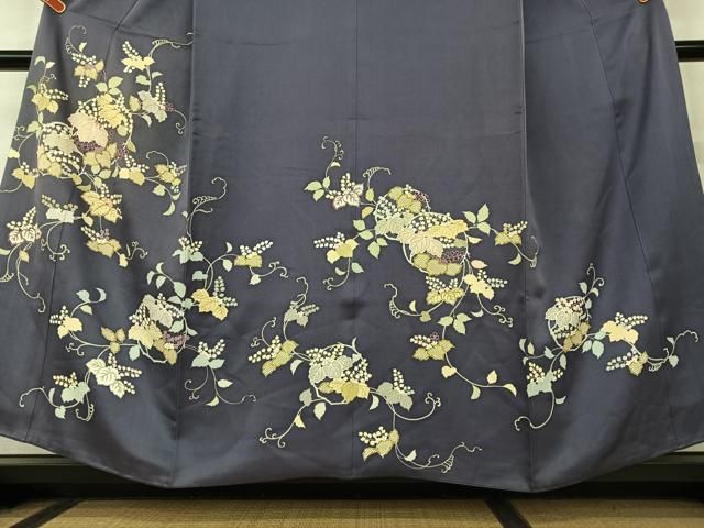 平和屋着物○創業460年・千總 訪問着 駒刺繍 桐 濃鼠色 金彩 高島屋  