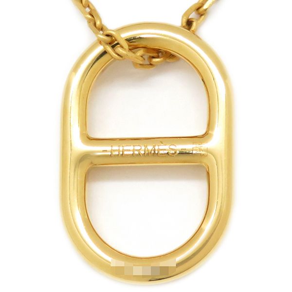 エルメス HERMES ネックレス オーマイヨン PM レザー GP ゴールド 