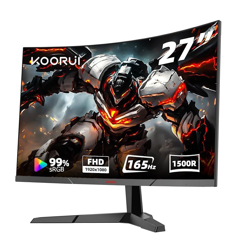 KOORUI ゲーミングモニター 27インチ 165Hz FHD VAパネル 1ms