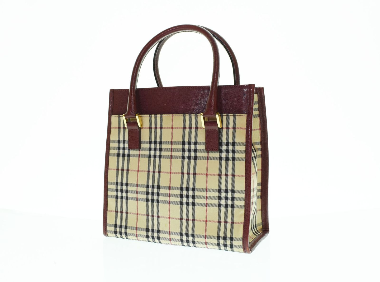 レディース バーバリー Burberry ノバチェック ハンドバッグ ボルドー 