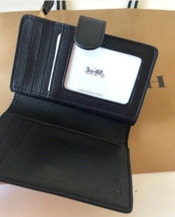 COACH 新品 ブラック 折り財布 コーチ メンズ レディース 財布 W02-