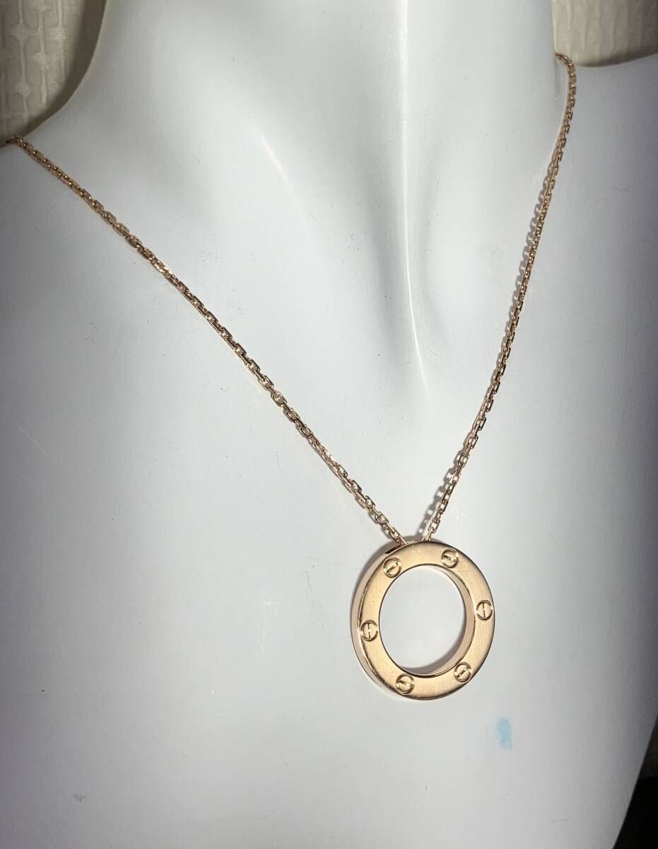 Cartier K18 13.0g LOVEネックレス 約44cm カルティエ ブランドアクセサリー