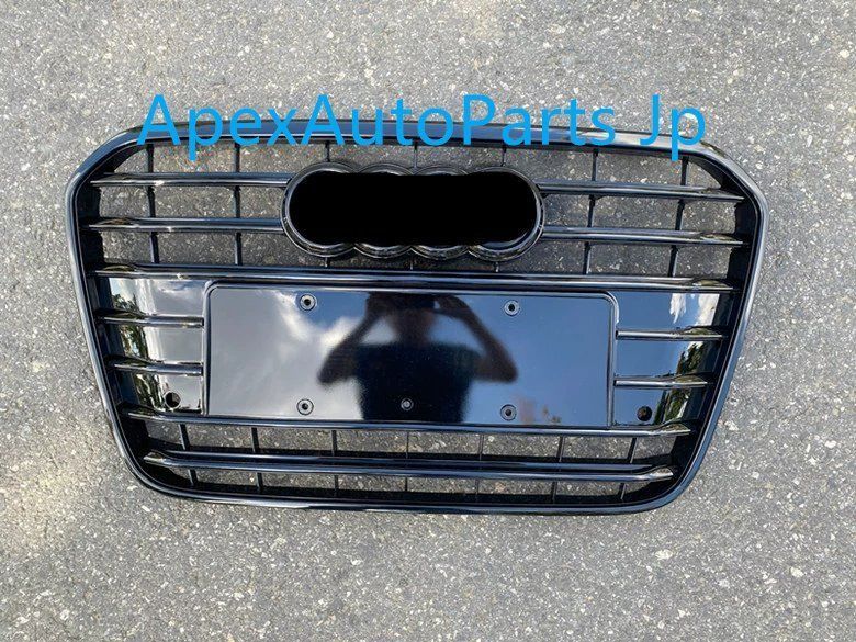 アウディA6L 改造用フルブラックグリル 2012-2015年モデル A6 C7 ブラックサムライフロントグリル エンブレム付き