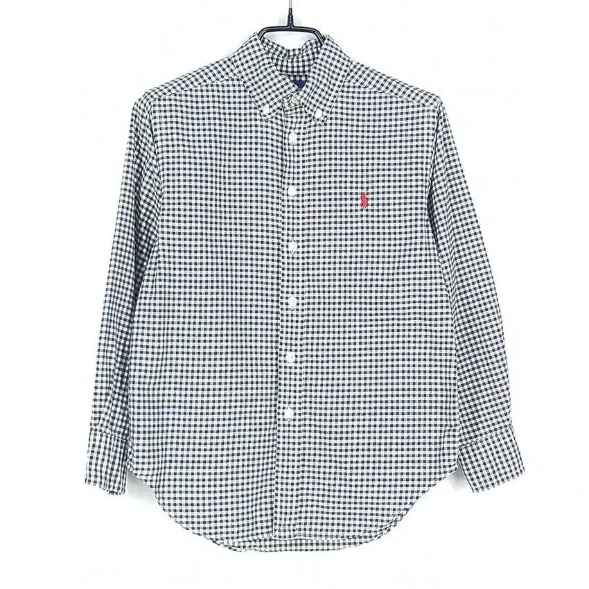 ラルフローレン キッズ 秋冬 レッド ロゴ コットン 長袖シャツ ブラックS (HU40904)