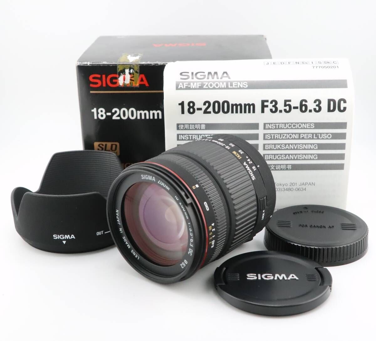 上品 シグマ SIGMA ZOOM 18-200mm F3.5-6.3 DC CANON キャノン用 元箱 説明書付 W0948＃3276