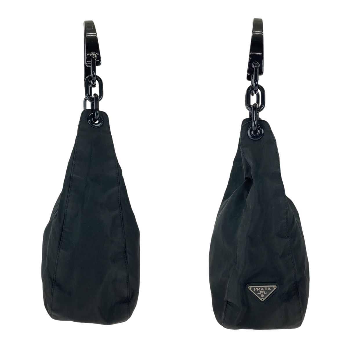 オンライン 美品 PRADA プラダ テスート 三角ロゴプレート ブラック 黒