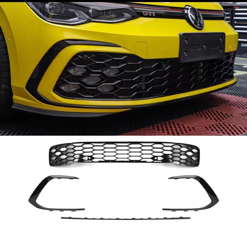 ゴルフ8 GTI カスタムフォグランプグリル ブラック＆クローム エアインテークガーニッシュ ドレスアップパーツ