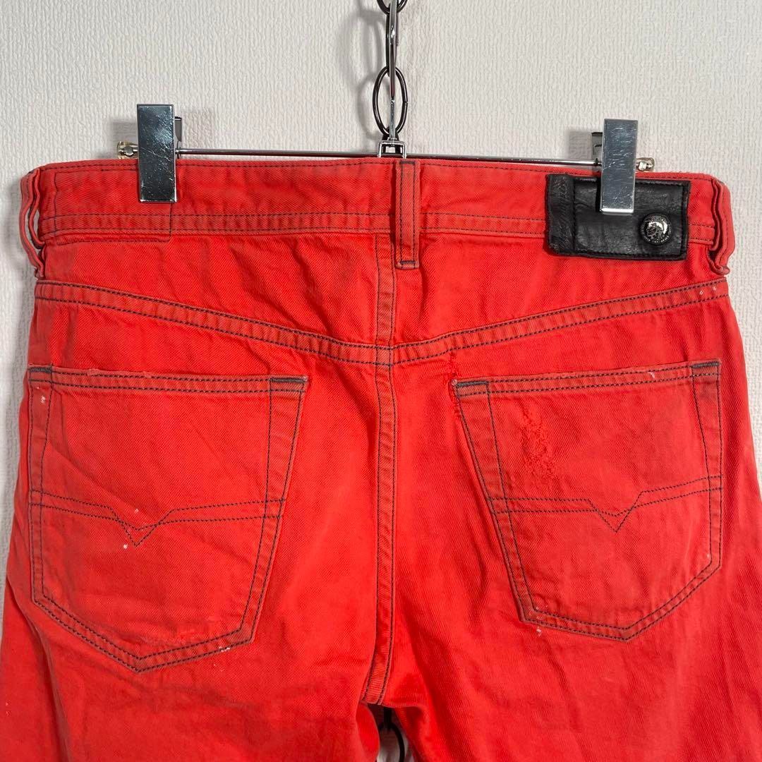 オレンジ ハーフパンツ ダメージあり DIESEL カラーデニムパンツ ダメージ加工 ハーフパンツ 30inch