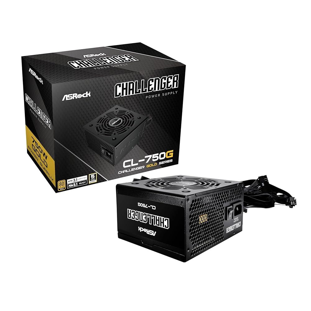 ASRock Challenger 次世代GPU対応 PC電源ユニット 750W PCIe5.1対応 80PLUS GOLD ATX 3.1 直結式ケーブル 12V-2x6 ケーブル付属 CL-750G