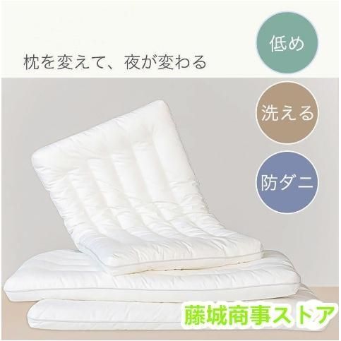 低めの枕 低い枕 洗える 防ダニ 柔らかい 蛍光増白剤なし 安心の快眠枕 低反発 まくら マクラ 安眠グッズ 首枕 首負担減らす