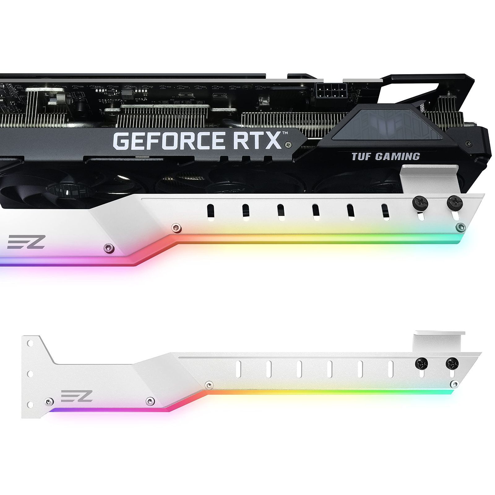 【新着商品】GPUを支える 3PINマザーボードの同期 5V RX6700、RTX3090-309EZをサポート ARGB グラフィックカードを固定する GPUブレースサポート -白 汎用ビデオカードホルダー EZDIY-FAB