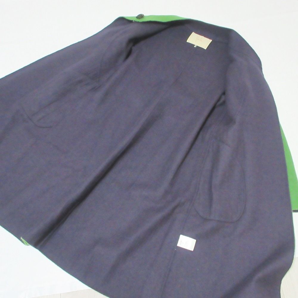 Sybilla - 美品 Sybilla シビラ ウール×アンゴラ ベルテッド ノーカラーコート M グリーン×パープル レディース 古着 中古 USED 美品 Sybilla シビラ ウール×アンゴラ ベルテッド ノーカラー