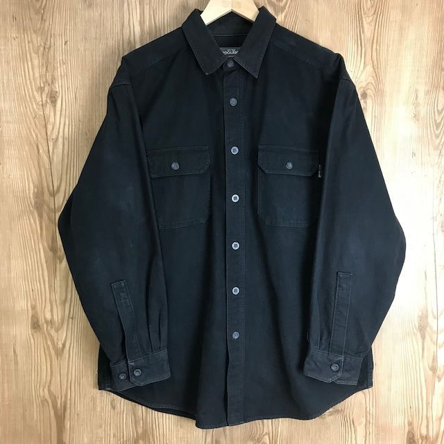 90s VINTAGE WOOLRICH ヘビーコットン 厚手 長袖シャツ メンズ Lサイズ 黒 ブラック 90年代 ウールリッチ ストリート   ヴィンテージ 古着 e24031606