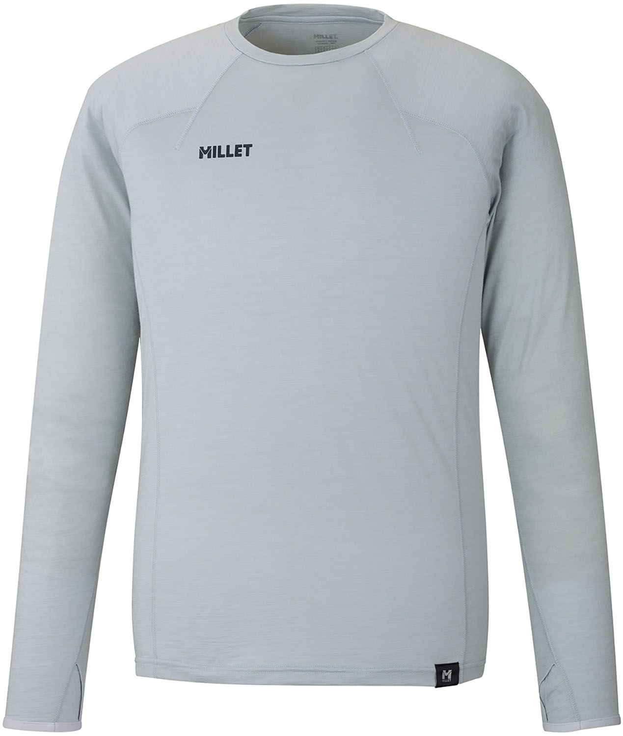 ミレー MILLET アウトドア UBIC WOOL CREW LS M ベースレイヤー ロングスリーブ 長袖 トレッキング アルパインクライミング 速乾性 耐久性 メリノウール 保温 調湿 消臭 MIV03184 N7372 SILVER