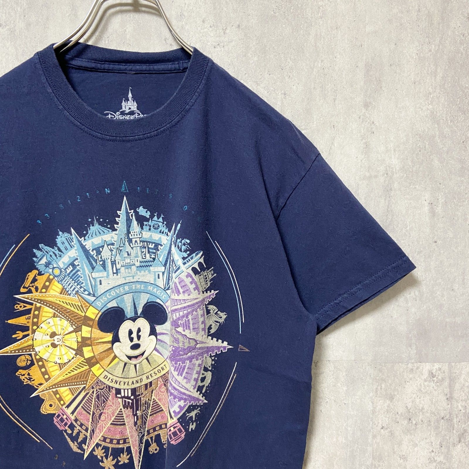 古着 used　Disney　ディズニー　半袖プリントTシャツ　ネイビー　ミッキーマウス　ディズニーリゾート　メンズ　レディース