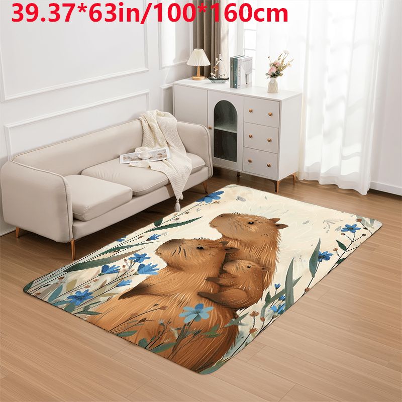 ゴールデンダイヤモンドベルベット+800gsm+ドットプラッシュボトム+フローラルパターンキャピバラ柄 モダンネストマット、快適で美しい多用途デコレーションスタイル、リビングルーム、マ