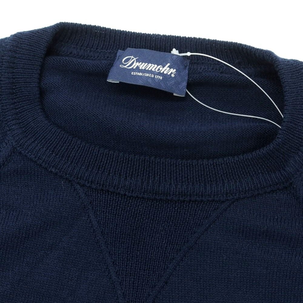 【美品】Drumohr コットンニット 46 ネイビー クルーネック 中古】ドルモア DRUMOHR コットン クルーネック プルオーバーニット