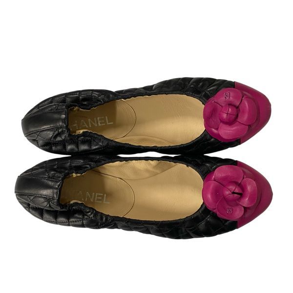 CHANEL シャネル　マトラッセフラットシューズ　バレエシューズ　ココマーク ○ シャネル CHANEL バレエシューズ ココマーク カメリア