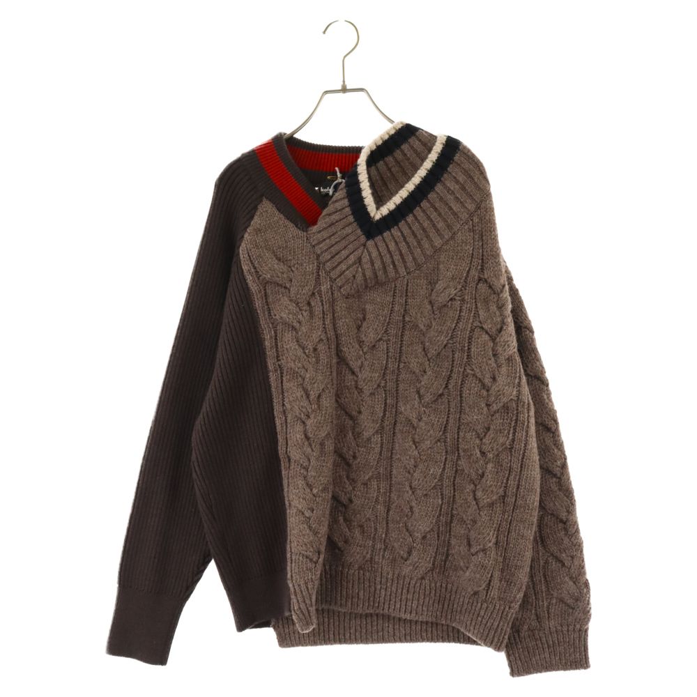 kolor (カラー) 21AW CRAZY PATTERN KNIT ビッグケーブル ドッキング