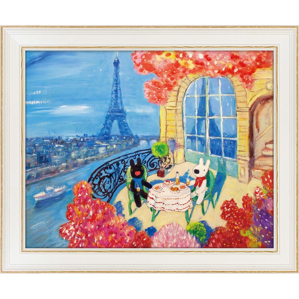 絵画 リサとガスパール アートフレーム Lサイズ バルコニーでお祝い